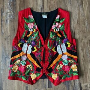 Vintage Toucan Tropical Palm Trees Beach Birds Habitat Handmade Vest
